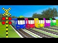【踏切アニメ】急行列車は曲がった線路を走っています【カンカン】🚍 Fumikiri Railroad Crossing Animation