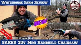 SAKER 20V Mini Electric Chainsaw Unboxing, Setup, And Use!