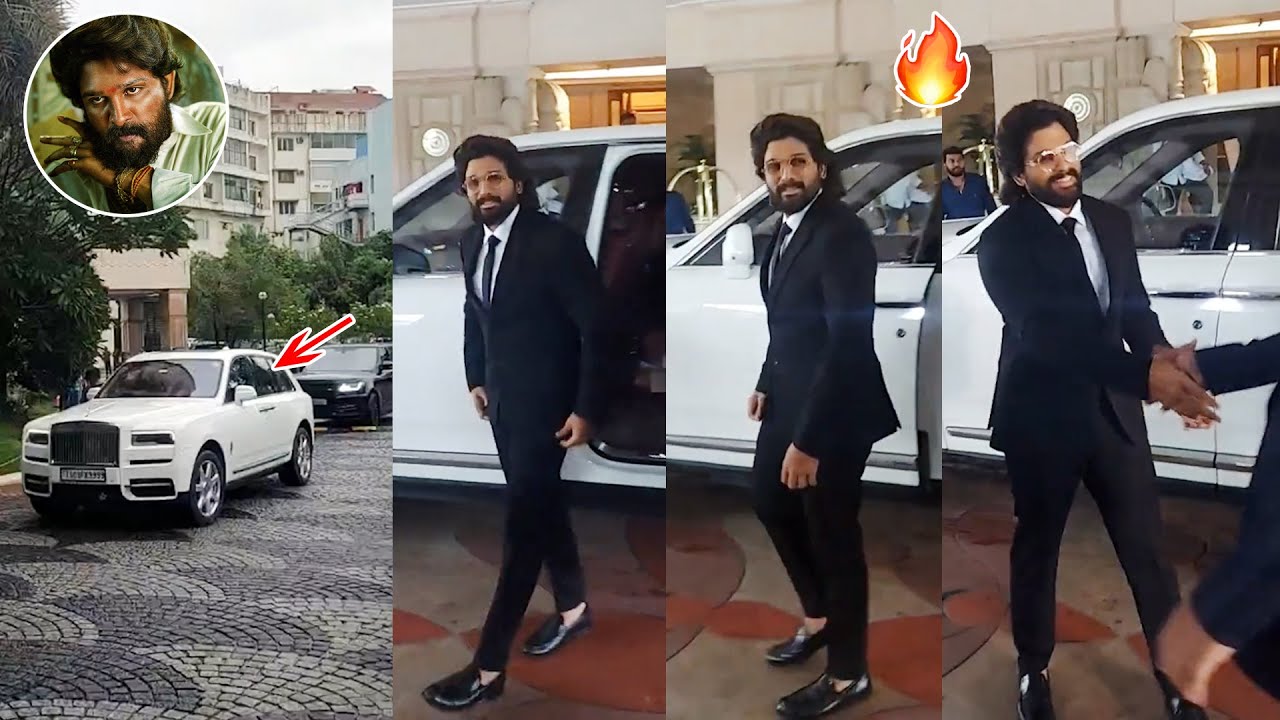 Allu Arjun Stylish Entry in Rolls Royce Cullinan at Taj Krishna ...