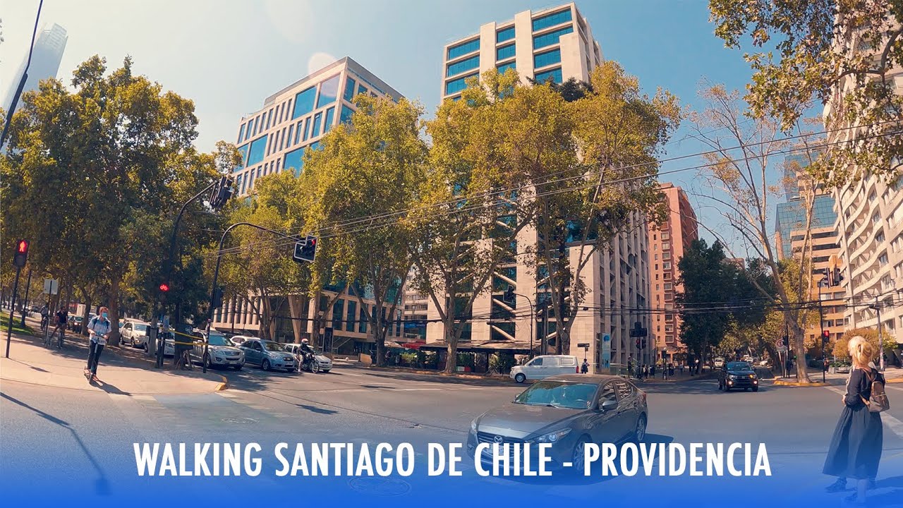 Walking Santiago de Chile: Summer day in the north of Providencia (Binaural City Sounds) | 4K 50fps