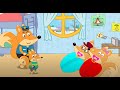 Fox Family Baby Go to swim in Rainbow pool - amazing stories cartoon for kids #1465