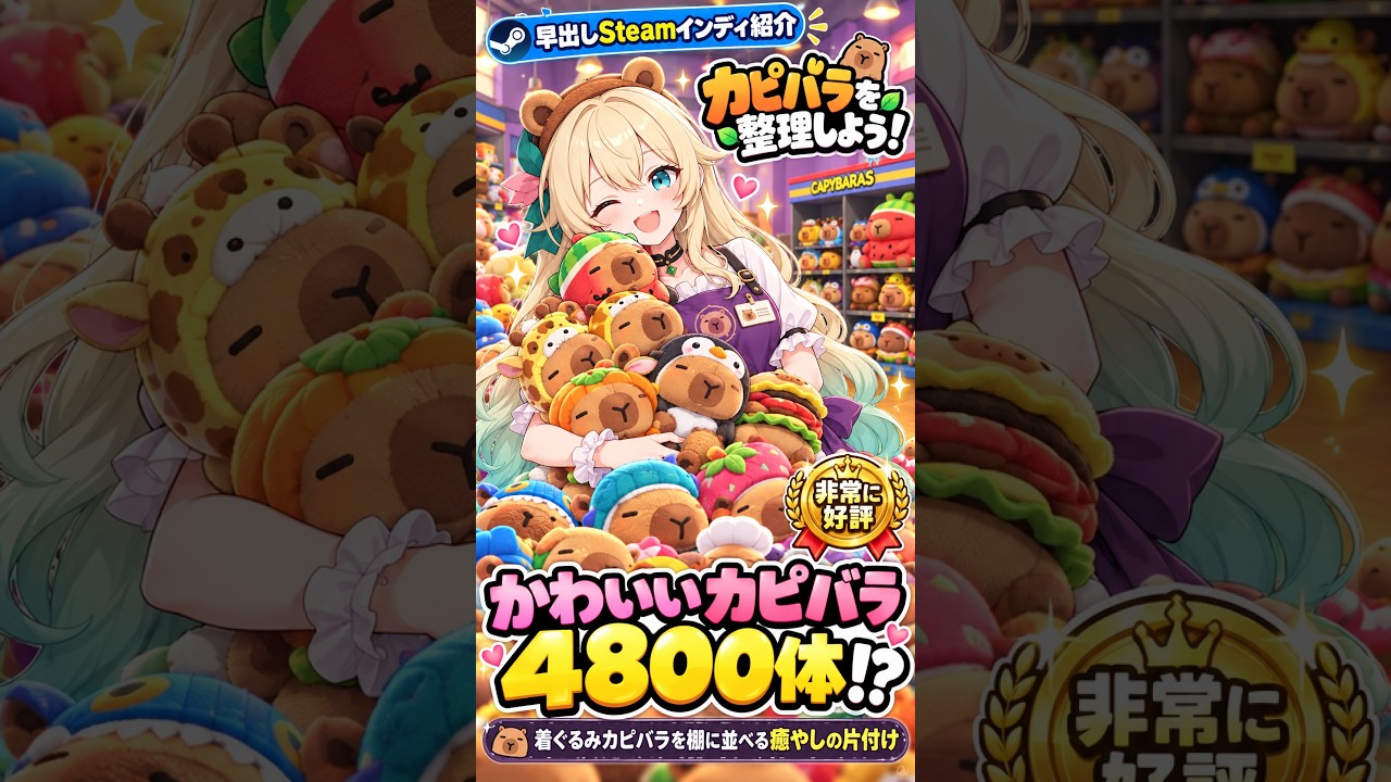 カピバラを整理しよう！｜かわいいカピバラ4800体を整理!?【早出しSteamインディ紹介】 by げーむにゅーす東京