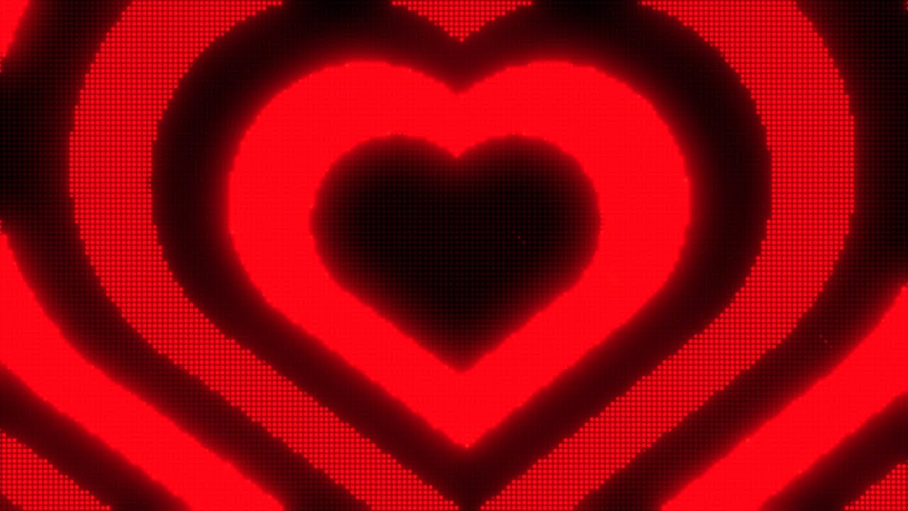 Black and Red Y2k Neon LED Lights Heart Background || 1 Hour Looped HD