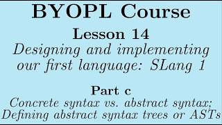 [BYOPL:L14c] Concrete syntax versus abstract syntax; Defining abstract syntax trees or ASTs
