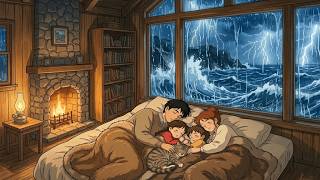 Cozy Rainy Day in Wooden House on Lonely Island 🌧️| Cooking & Sleep ASMR | Ghibli Style screenshot 1