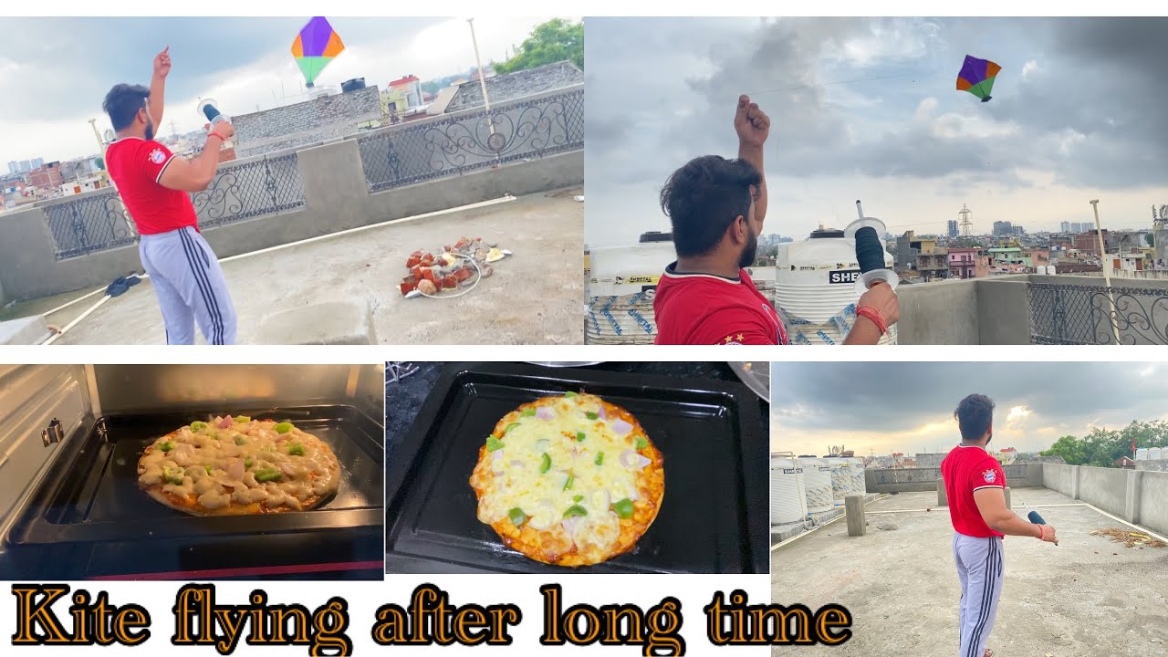 Kite cutting Pizza making at home vlog 69 kiteflying pizza 