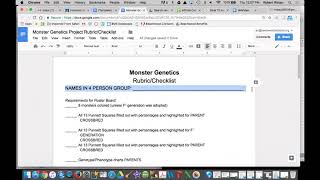 Instruction to Finish Monster Genetics Project 7H