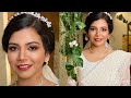 Christian bride wearing white Lace Saree-