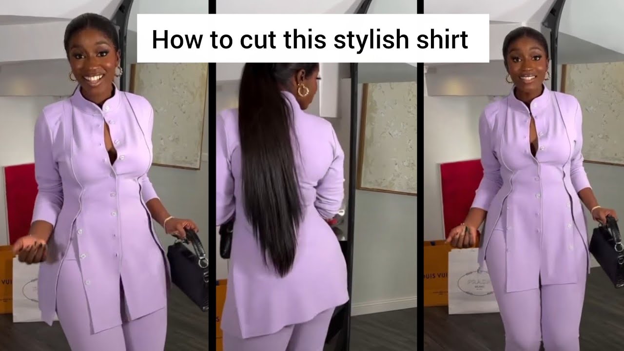 How to cut a Stylish shirt blouse with a double botton allowance 