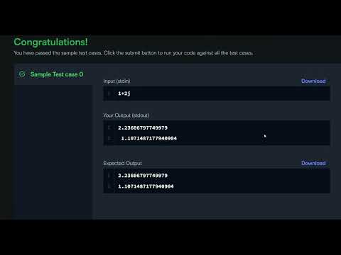 Polar Coordinates Hacker Rank | Python solution | 1 minute logic and code
