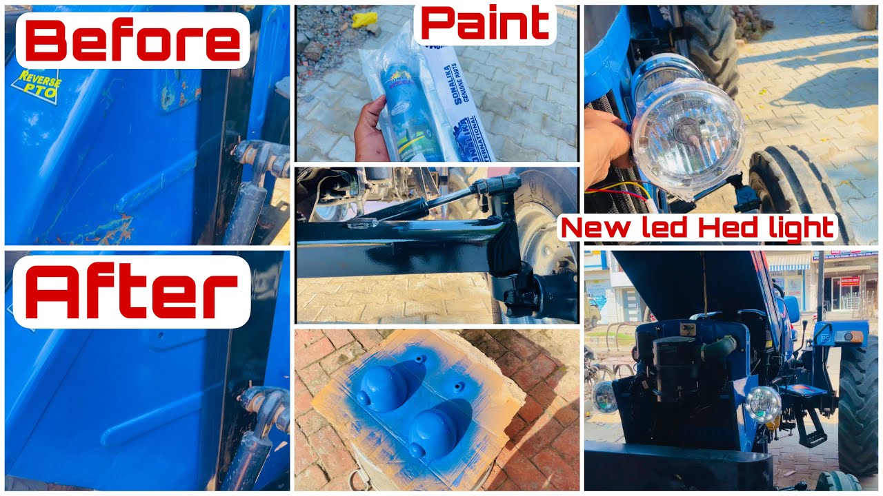 आज अपना Tractor Paint कर ता // new led Light install कर दी // new Tyer