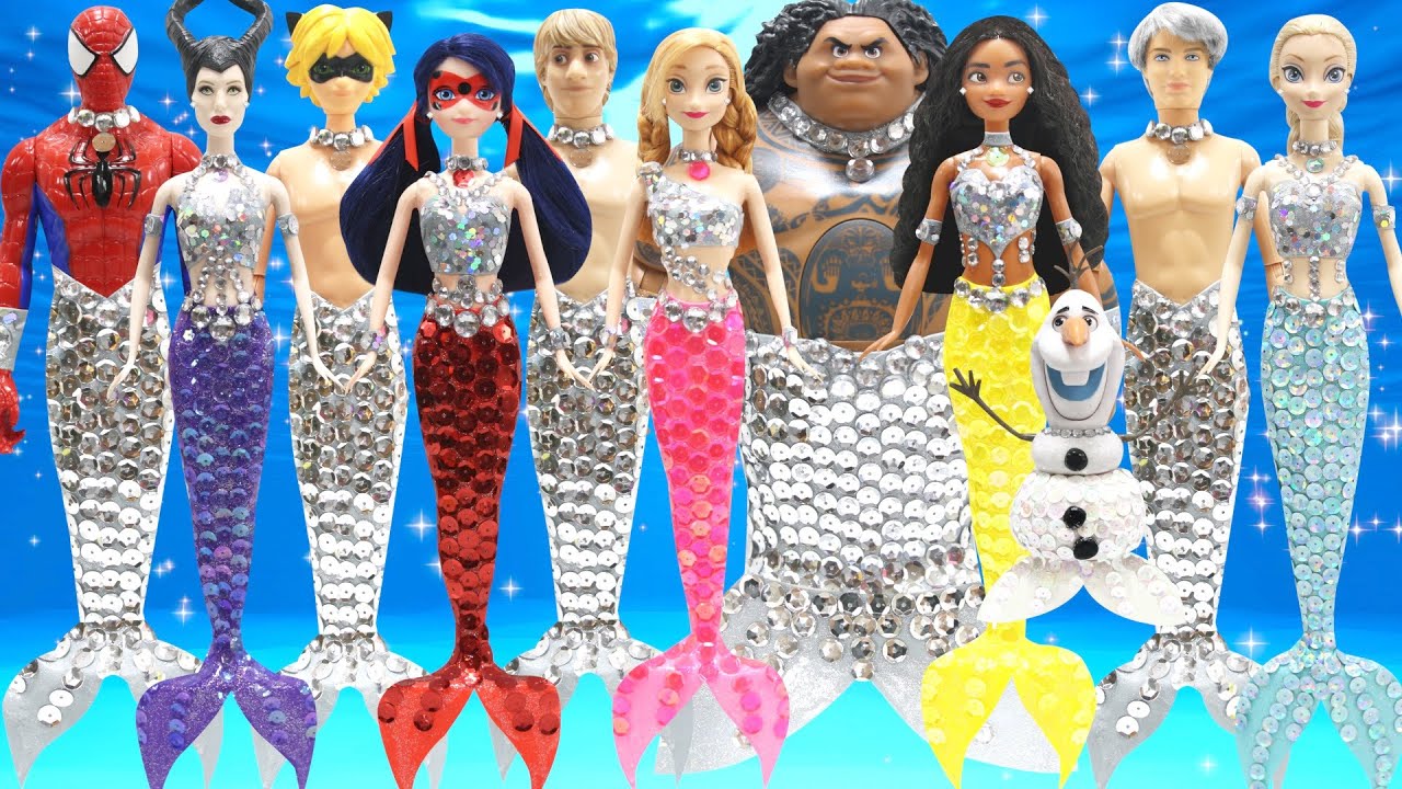 Play Doh Disney Princess Couples Elsa, Anna, Moana I Ladybug & Cat Noir in Mermaid Costumes video phone beyonce mp3