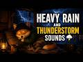 Heavy Rain and Thunderstorm Sounds 🌩️ Sleep, Relax &amp; Study with Mochi (6 Hours)