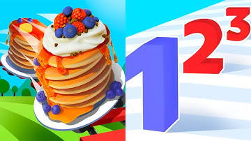 Pancake Run vs Number Master: Run and merge All Levels Gameplay Android, iOS P59