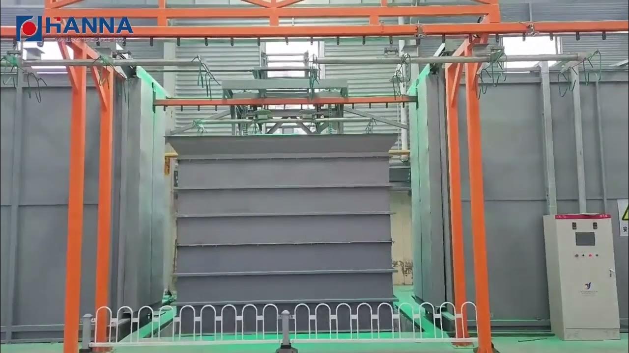 Automatic fence panels PVC powder coating fluidized bed powder dipping line YouTube