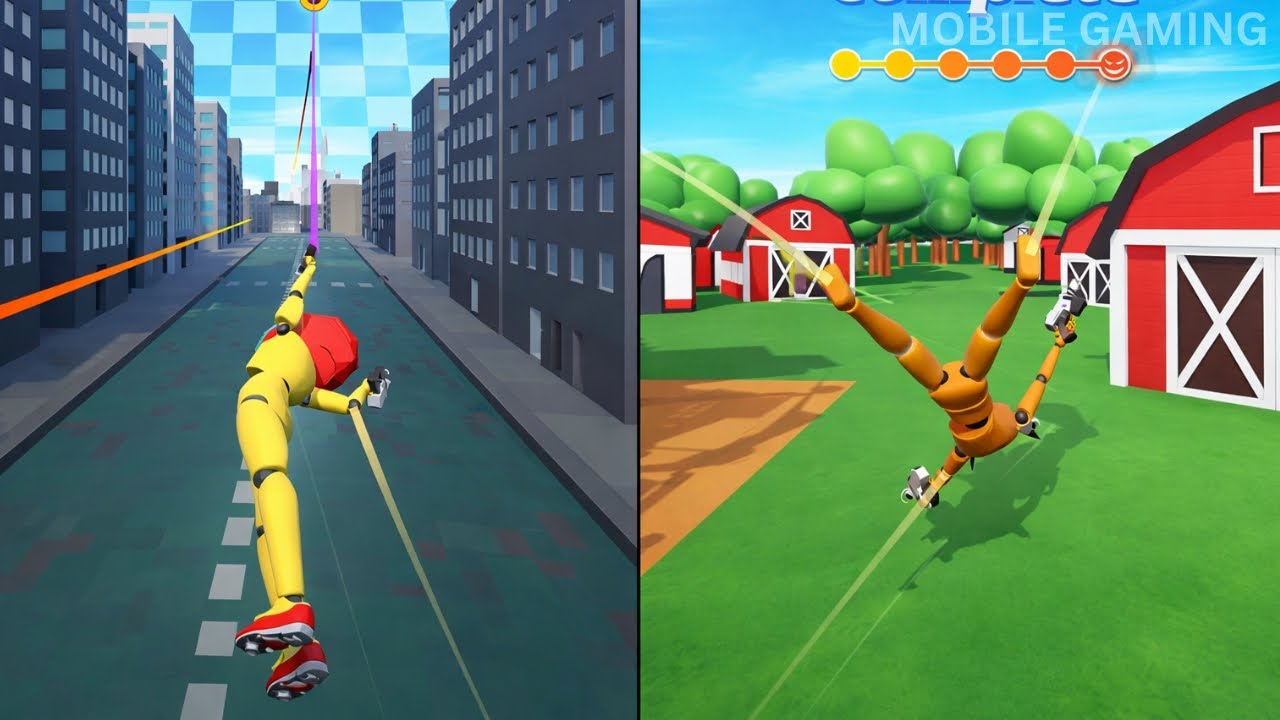 Grapple Hook Hero Zip Action Forward vs Reverse Gameplay | MOBILE GAMING 