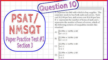 Question 10 from PSAT / NMSQT Paper Practice Test 2, Math Section 3