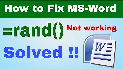 Solved!! MS Word =Rand() Text Problem