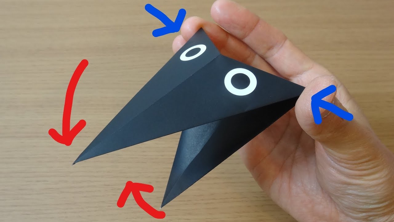 動く折り紙「カラスのくちばし」作り方 Origami Crow That Moves Its Beak