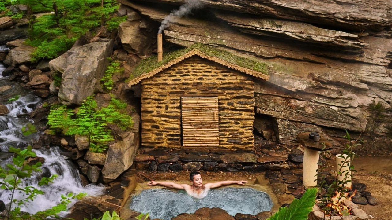30 days of survival in a house made of stream rocks and clay, searching for food and hunting