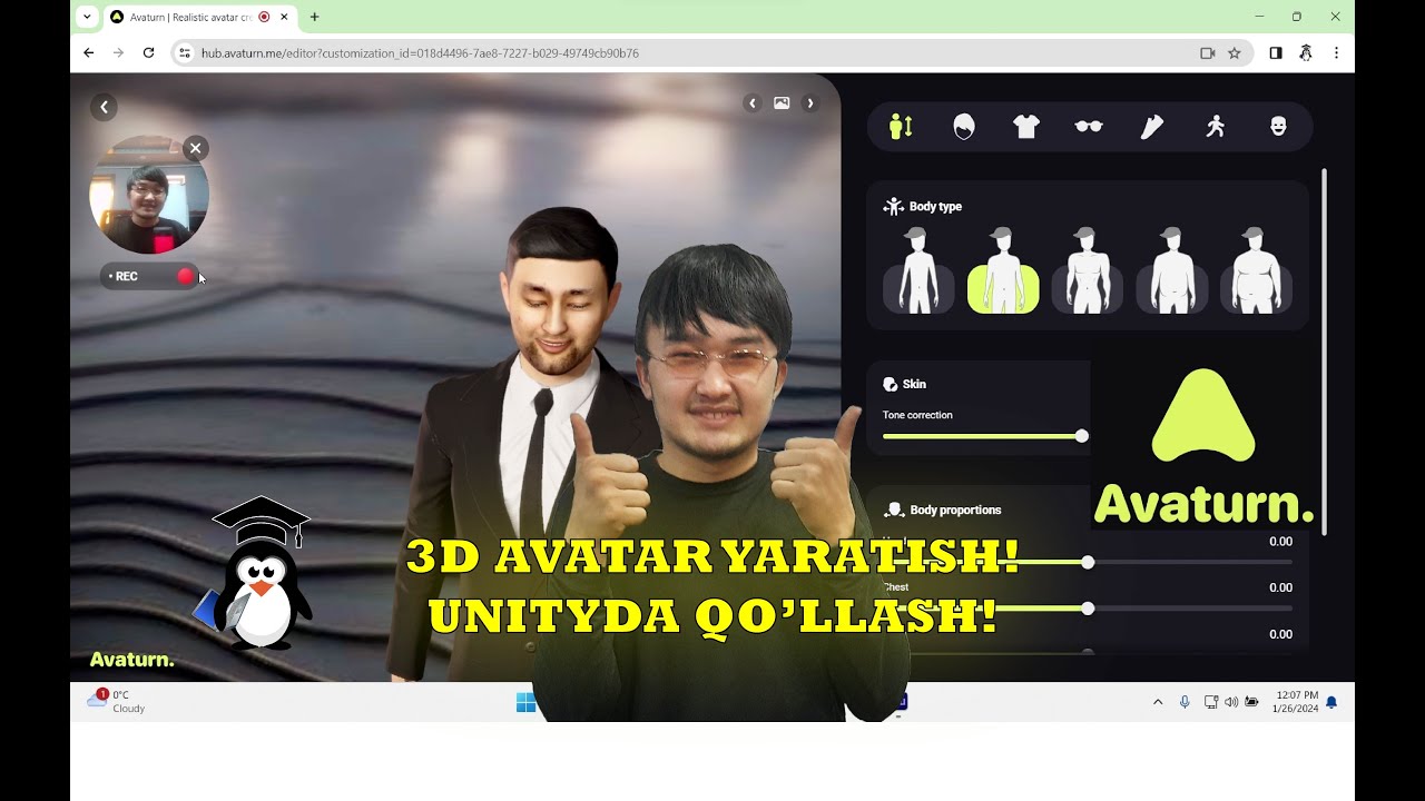 Unity Engine 2-qism 3D Avatar yaratish Avaturn.me sayti orqali!