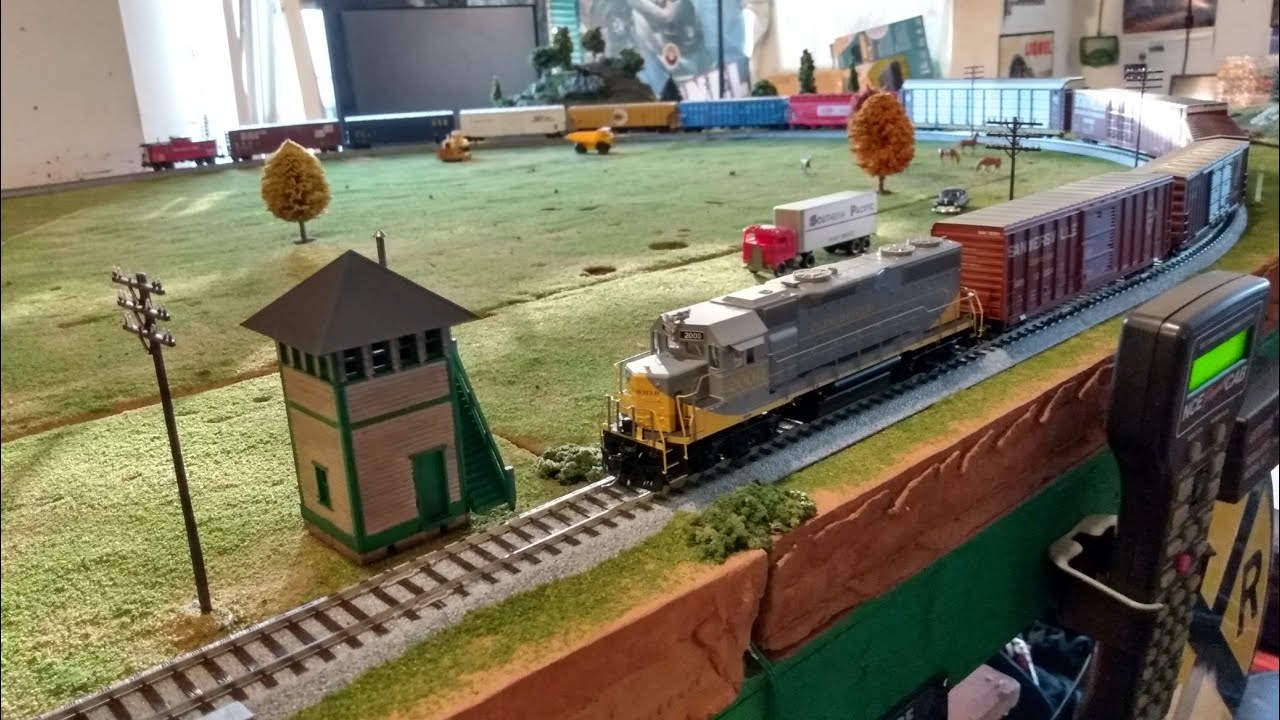 Atlas HO Scale Clinchfield GP38 passing a custom made Yard Tower! On my