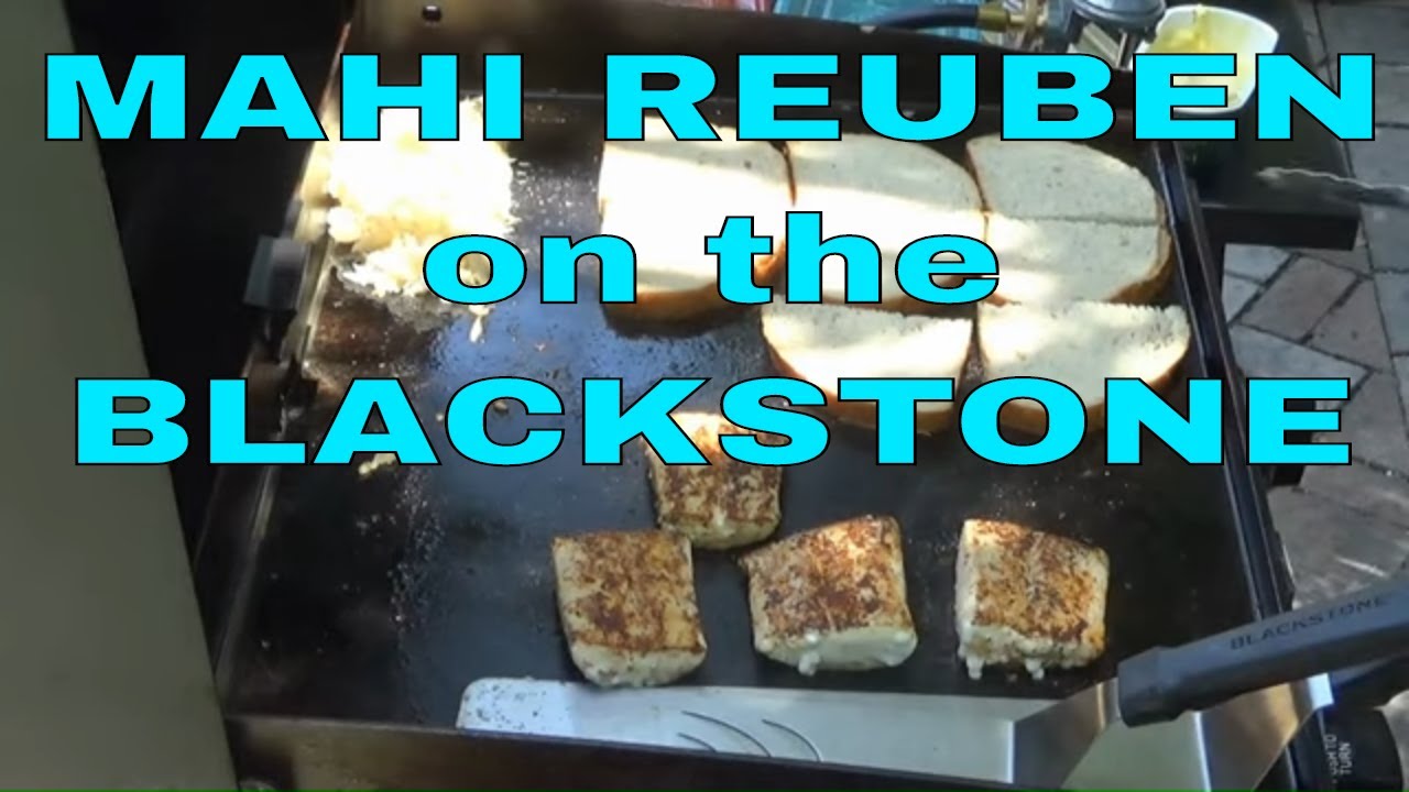 Blackened Mahi Reuben Sandwiches on the Blackstone Griddle.