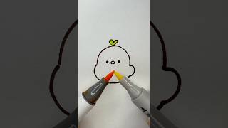 Magic TWO MARKERS Color Blending Kawaii Chick! 🧡💛 #drawing #art #artforkids #viral #trending