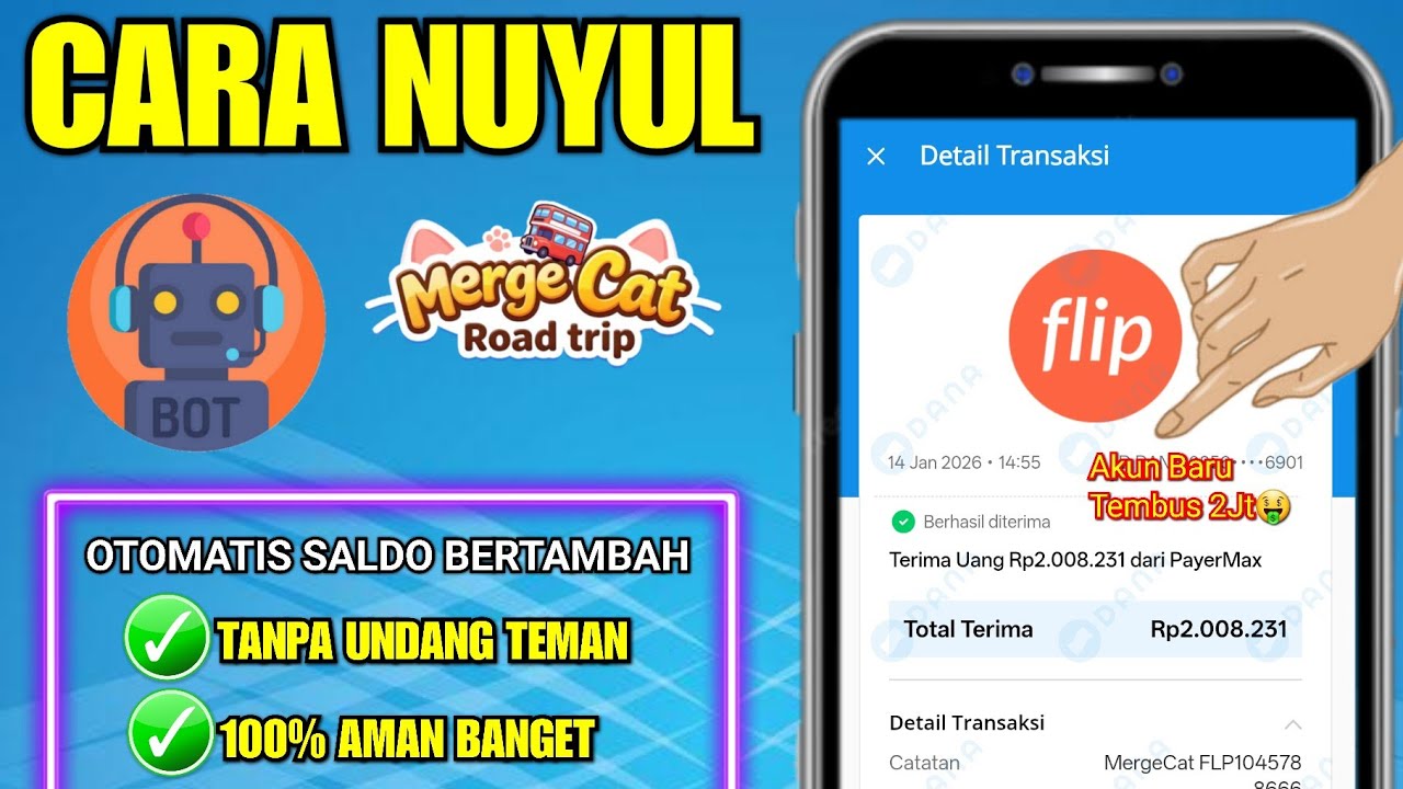 TUTORIAL CARA NUYUL MERGE CAT OTOMATIS JADI KOIN | TRIK CEPAT NUYUL GAME MERGE CAT PENGHASIL UANG