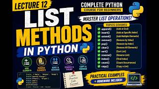 Python Tutorial for Beginners | Lecture 12 | List Methods in Python | Complete Python Course