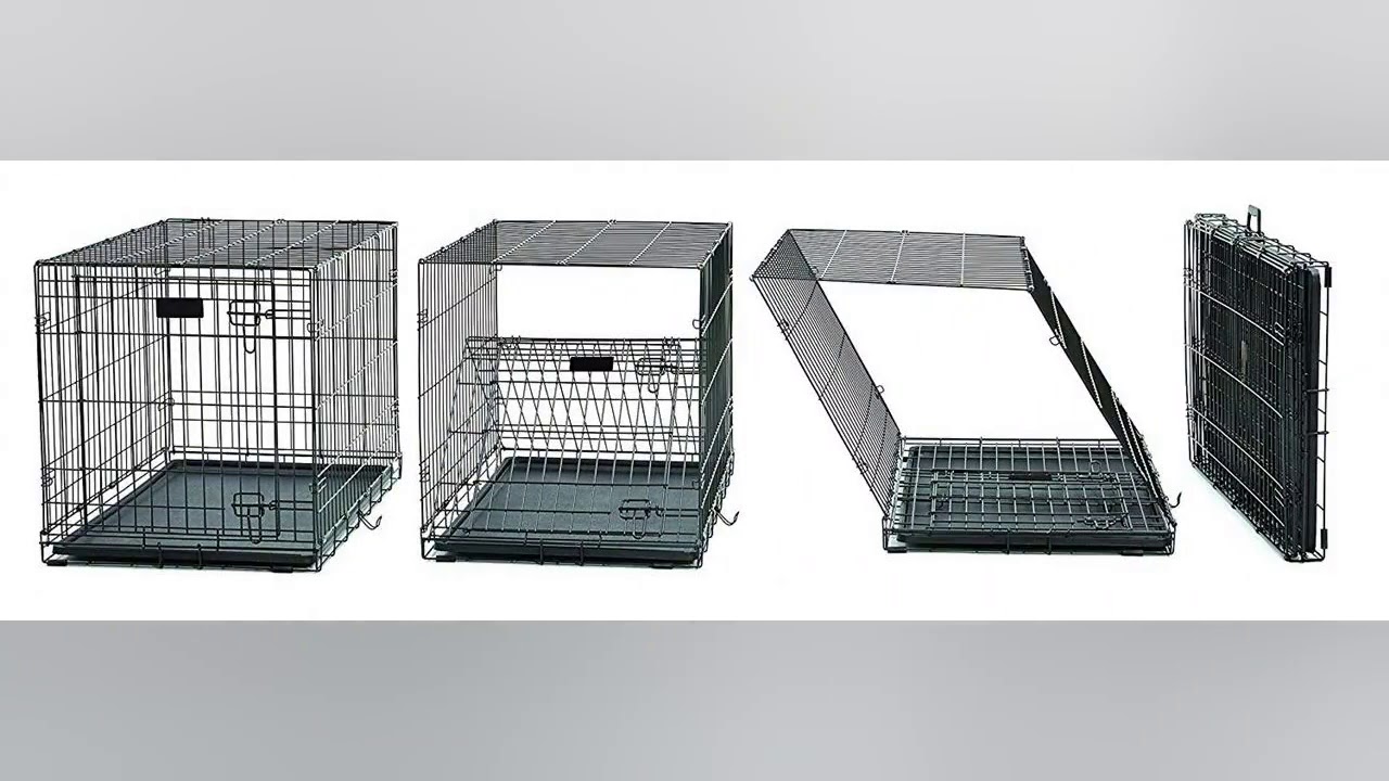 Includes Leak Proof Plastic Tray Metal Folding Dog Crate Pet Cage