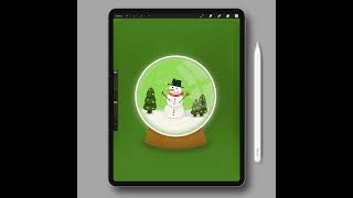 DRAWING SNOWMAN IN PROCREATE (#shorts)