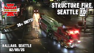 SEATTLE FIRE: Over 30 fire units respond to a 3 alarm fire