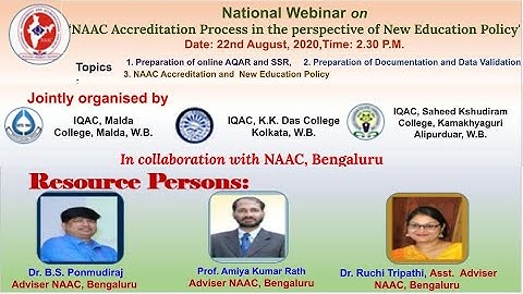 Webinar on "NAAC Accreditation Process in the perspective of New Education Policy" on 22/08/2020