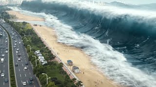 The shocking tsunami hit, and the giant crocodile in the cage escaped into the water!