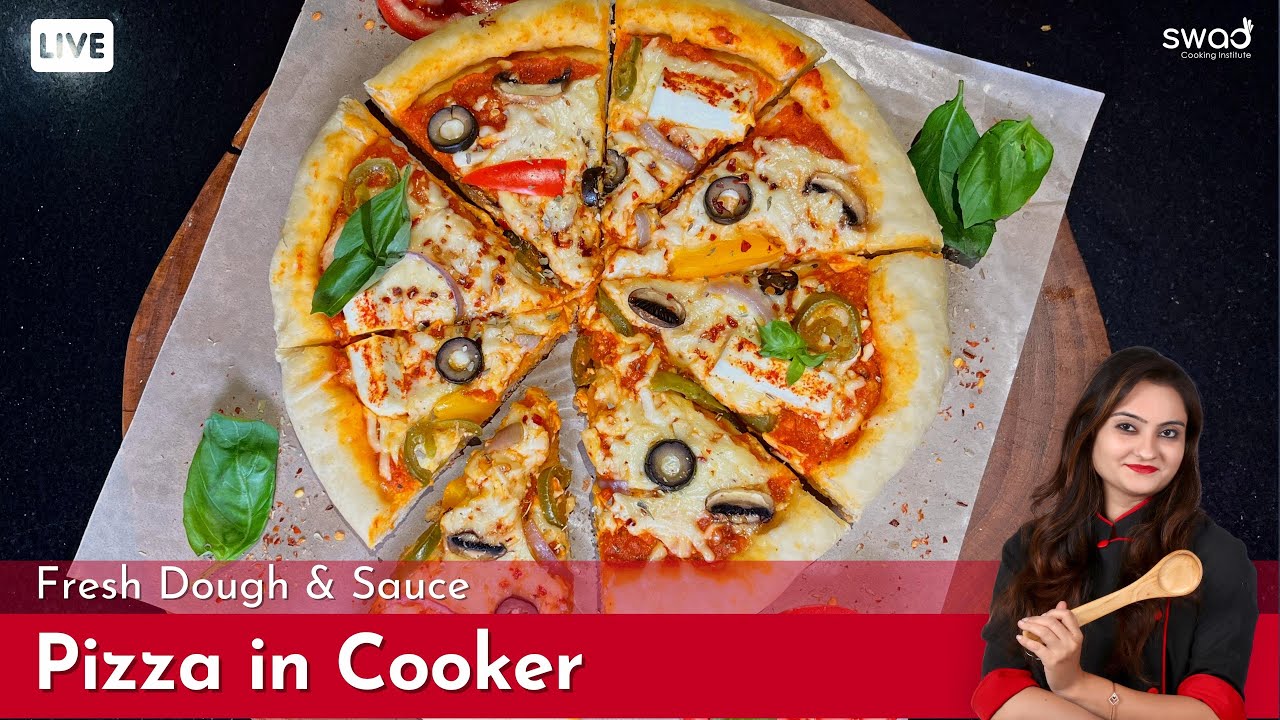 Fresh Dough Pizza In Cooker with sauce | Pizza without oven | कुकर में बनाए आसान तरीके से पिज्जा