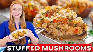 Easy Cheese & Sausage Stuffed Mushrooms Recipe - perfect for parties!