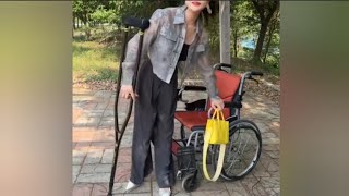 Polio Women Life Walking On Crutches #Polio_Woman #Polio