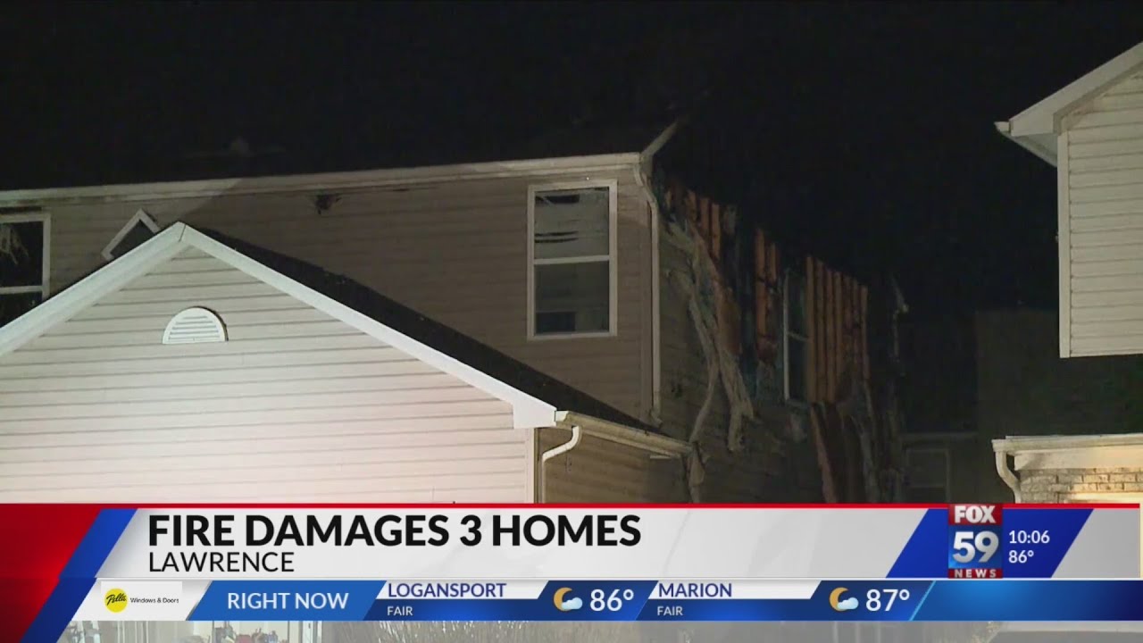 Fire damages three homes in Lawrence - YouTube
