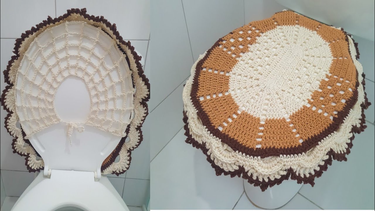 Jogo de banheiro em crochê passo a passo tampa do vaso