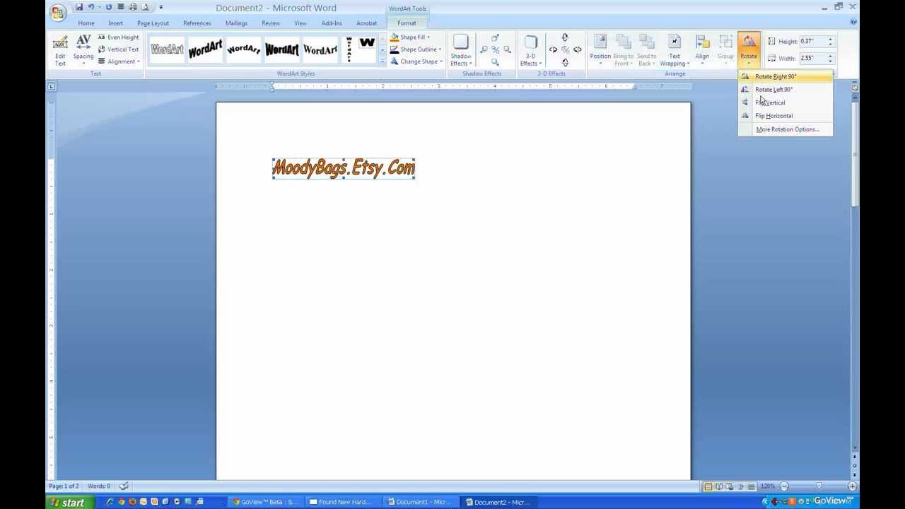 Flip or Reverse Text Using Microsoft Word