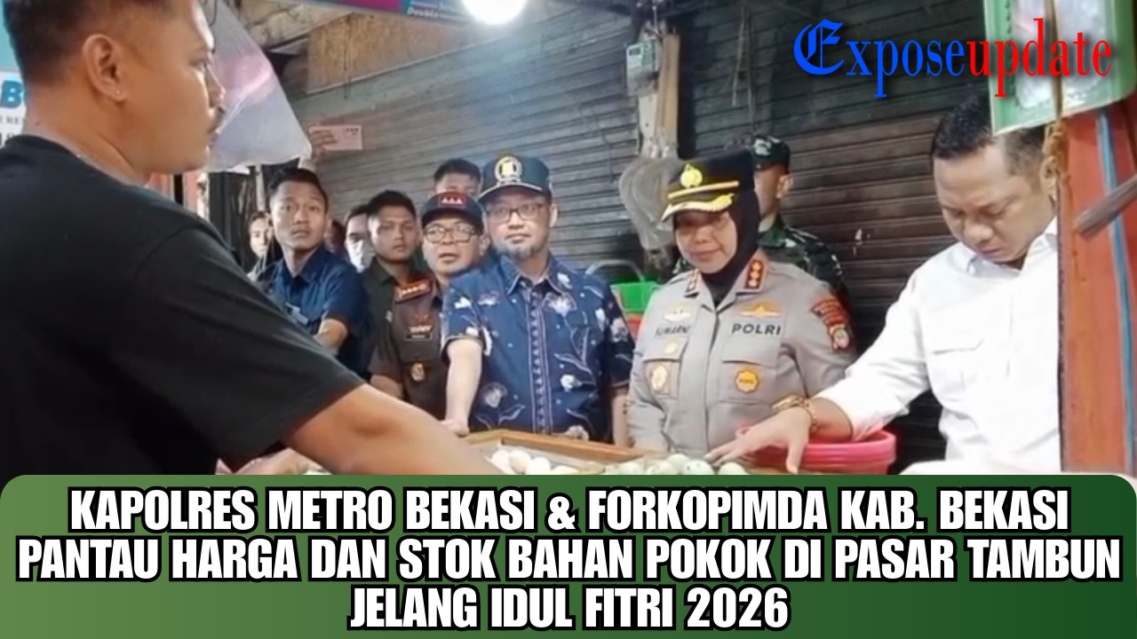KAPOLRES METRO BEKASI & FORKOPIMDA KAB. BEKASI PANTAU HARGA DAN STOK BAHAN POKOK DI PASAR TAMBUN
