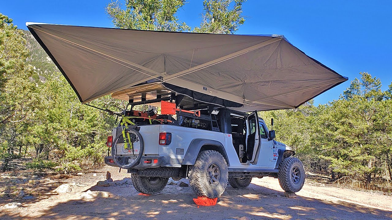 THE BIGGEST VEHICLE AWNING EVER! - RLD GhostAwn 360 on Jeep Gladiator Truck  Camper - YouTube