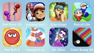 Run Race 3D, Subway Surf, Slap Kings, Run of Life, Red Ball 4, Aquapark.io, Mr. Slice, Color Bump 3D screenshot 1