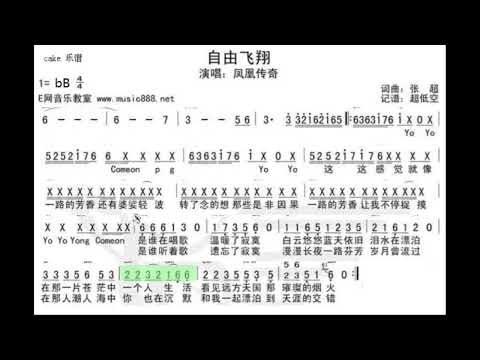 自由飞翔/自由飛翔 降B调伴奏 (加小节指示，供参考）- instrumental in B flat with measure marks