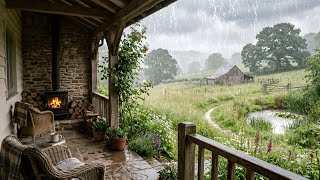 Cozy Spring Farmhouse Porch Ambience 🌧️ Rain and Soft Thunder Ambient Sounds for Sleep & Focus | 4K screenshot 3
