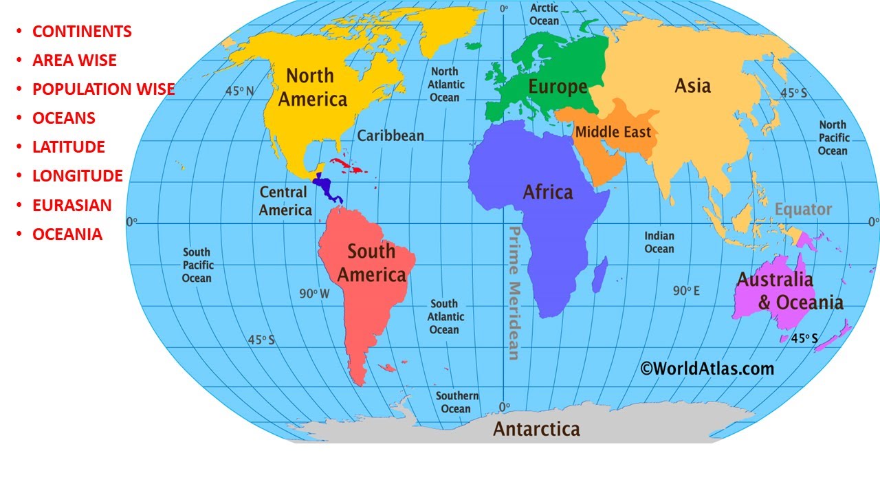 World Map || Basics of World Map || Continents & Oceans || Latitude ...