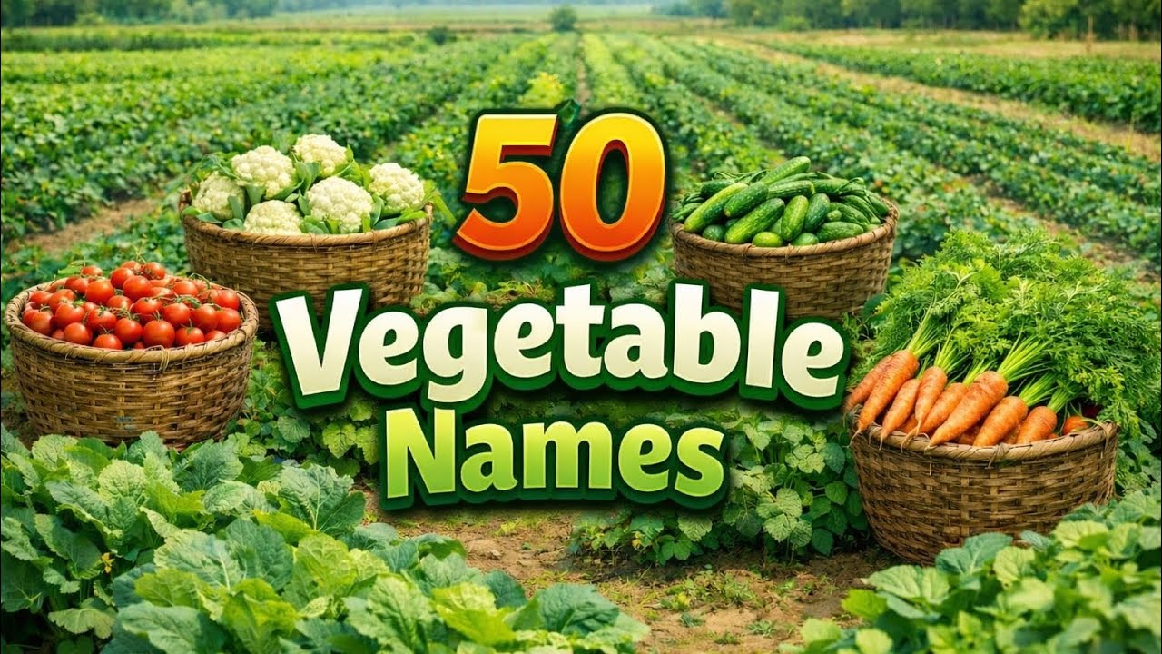 50 Vegetables Names in English | Learn Healthy Foods Vocabulary for Daily Life | 
