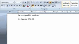 Transformer les chiffres en lettres sur Ms Word