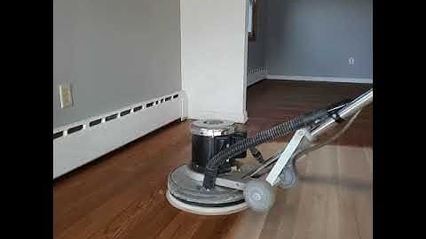 Hardwood floors Refinishing Applying Stain with Buffer